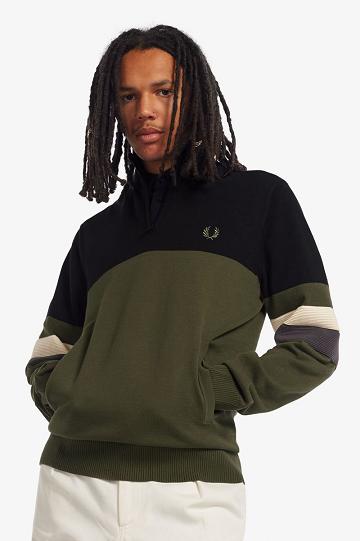 Fred Perry Colour Block Half-Zip Jumper Miesten Neuleet Vihreä | FI 1752YXFU